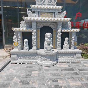 达州芝麻白中国黑石材套墓 花岗岩墓碑