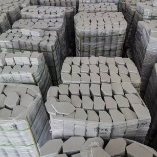 达州芝麻白石材冰裂纹，碎拼。